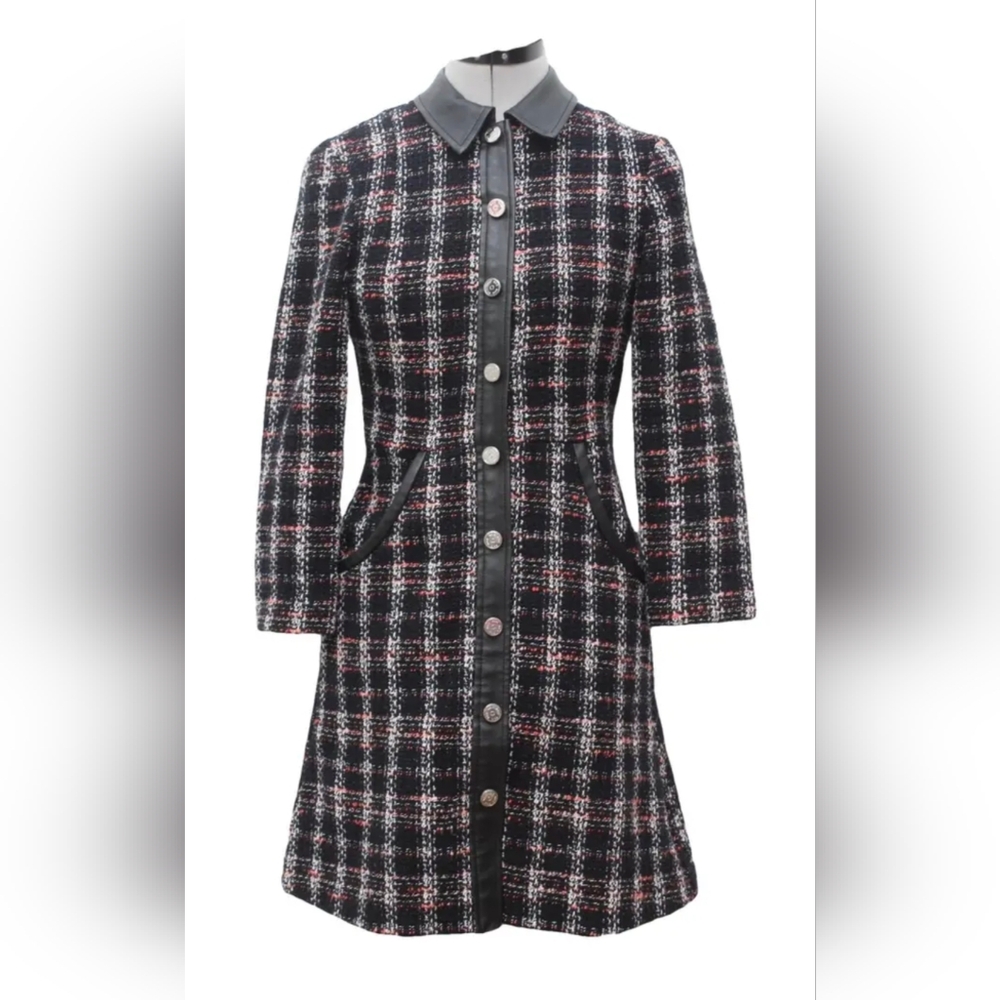 Maje Black and White Tweed Mini Dress
